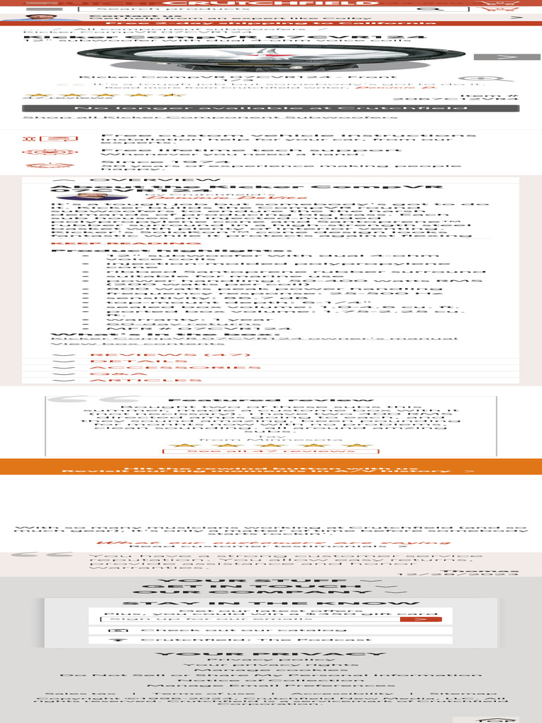 Kicker CompVR 07CVR124 12 subwoofer with dual 4-ohm voice coils at