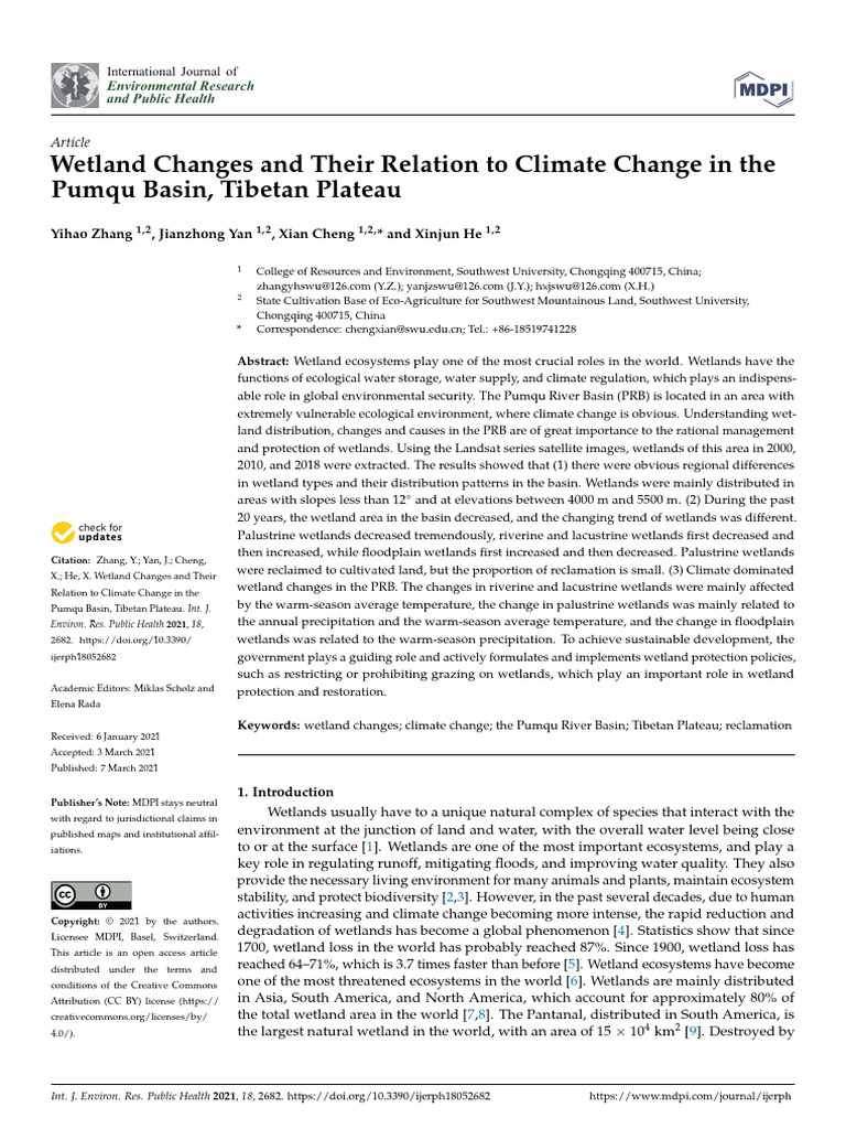 Wetland Changes and Their Relation To Climate Change | PDF | Wetland ...