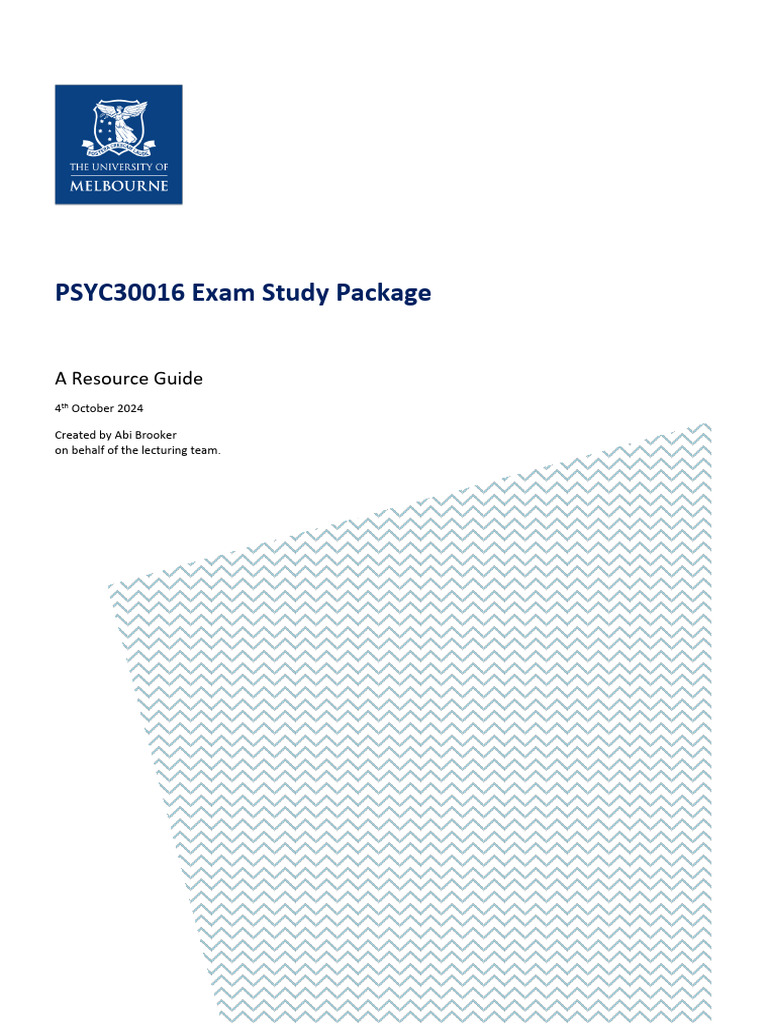 PSYC30016 Exam Study Package 2024 | PDF | Citation | Essays