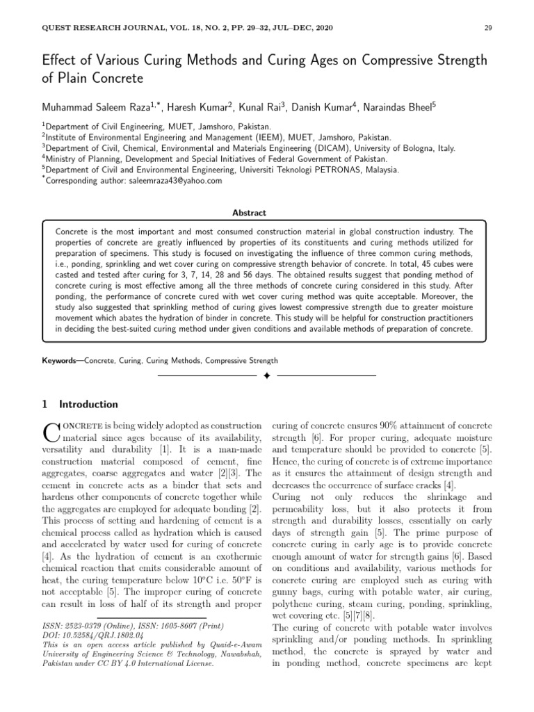 Effect of Various Curing Methods and Cur | PDF | Concrete | Cement