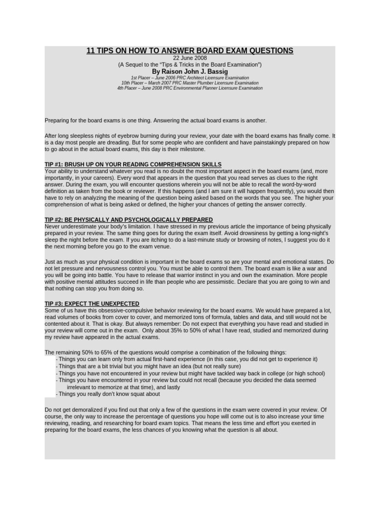 11 Tips On How To Answer Board Exam Questions | PDF | Multiple Choice