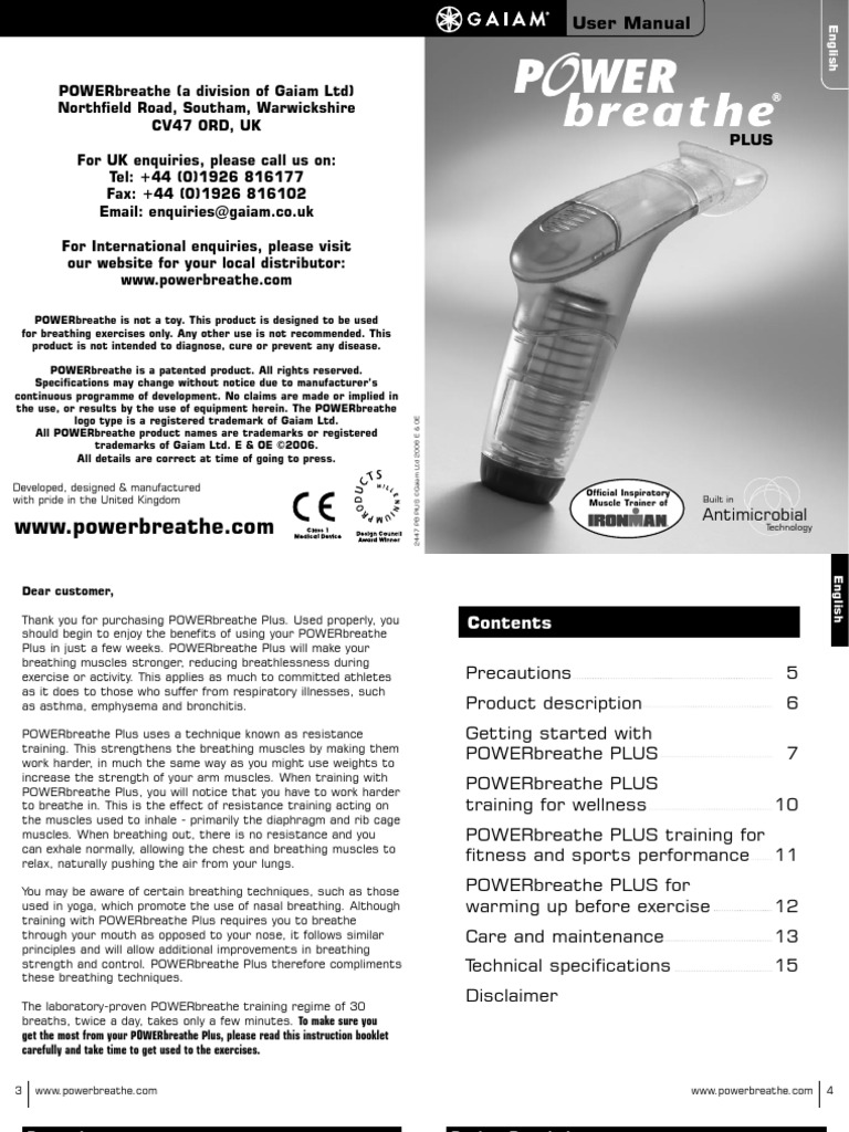Power Breathe Plus English Plus Manual Exhalation Breathing