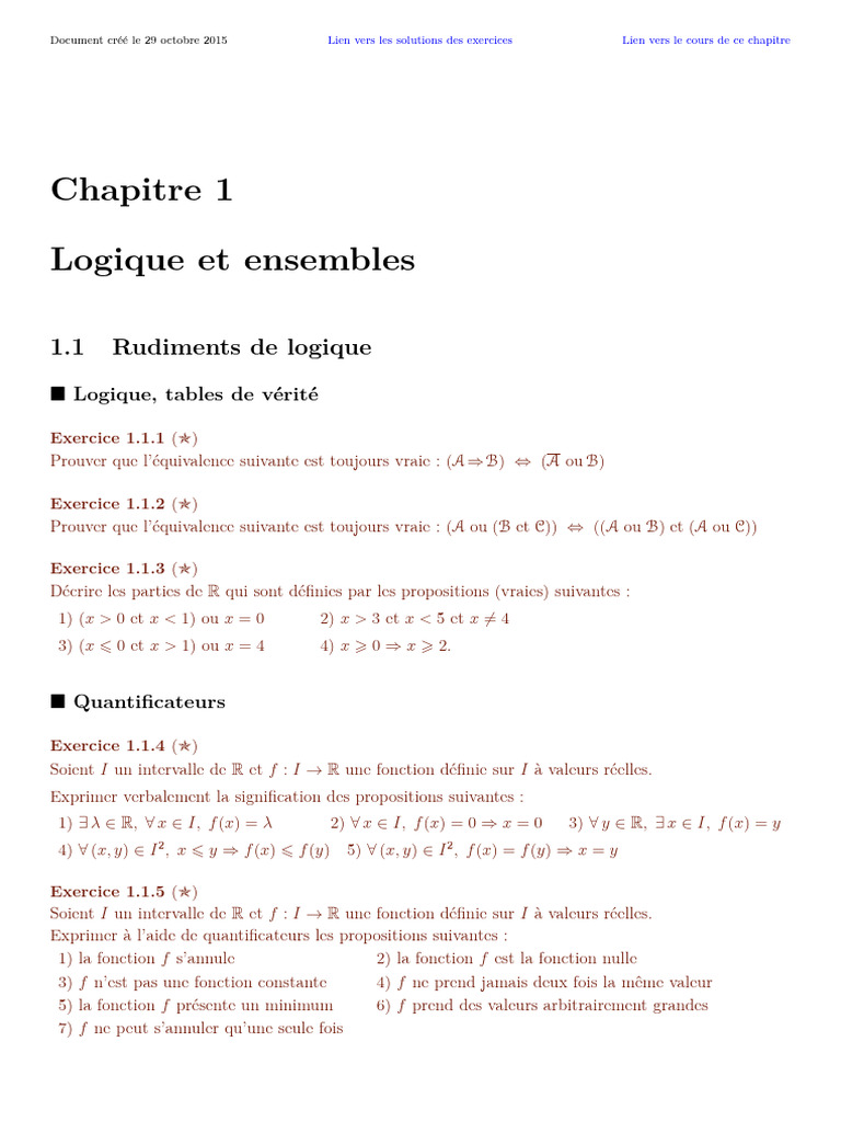 Logique et Ensembles en MPSI | PDF | Inclusion (mathématiques ...