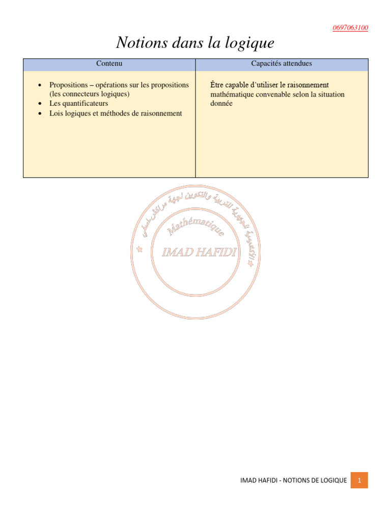 Notions de logique mathématique | PDF | Logique mathématique | Concepts ...