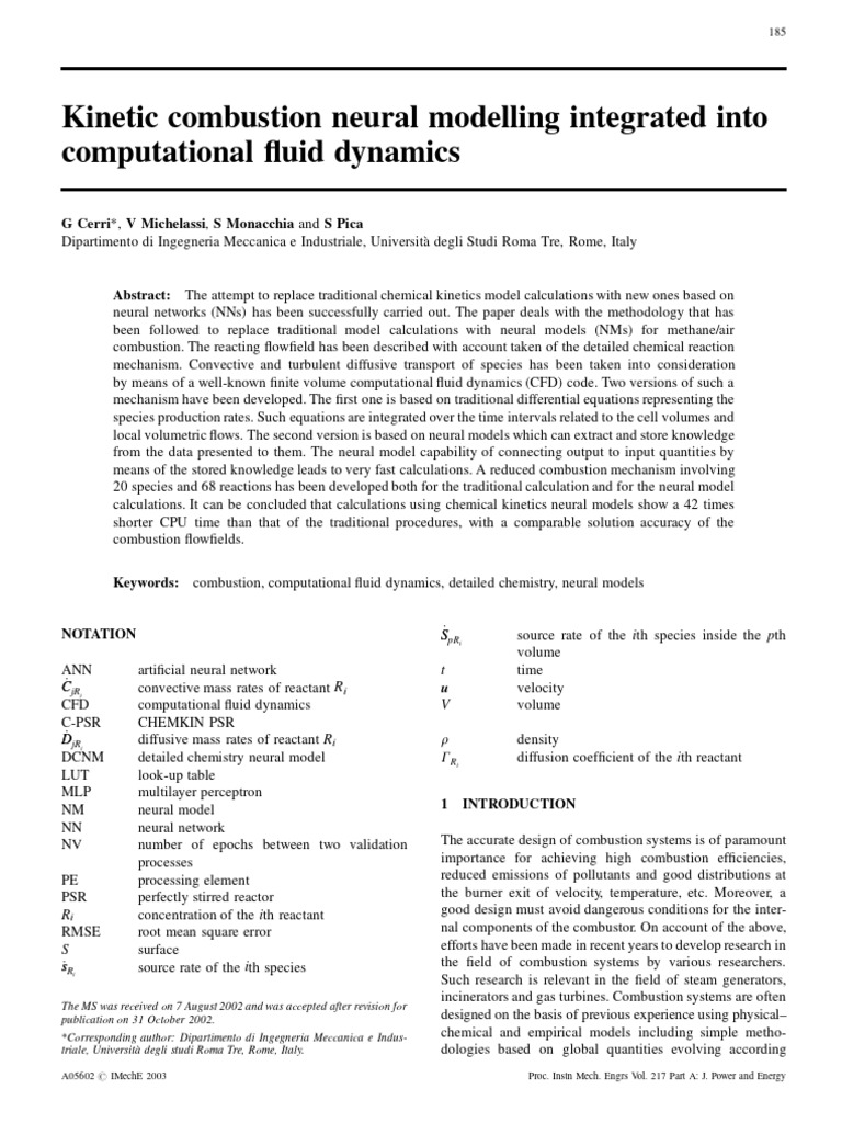 Neural Network Models for Combustion CFD | PDF | Computational Fluid ...