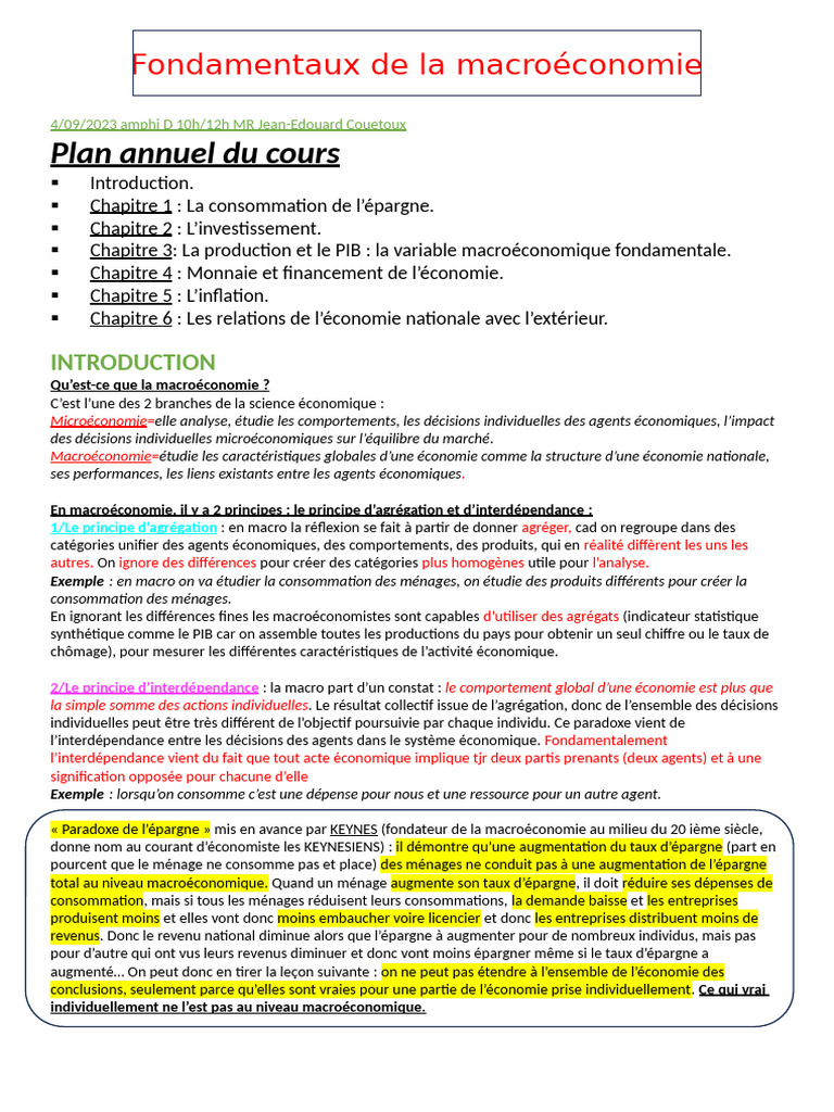 Fondamentaux de la macroéconomie | PDF | Investir | Produit intérieur brut