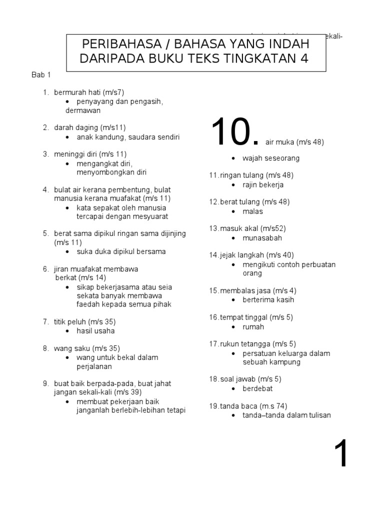 Peribahasa Buku Teks Tingkatan 4