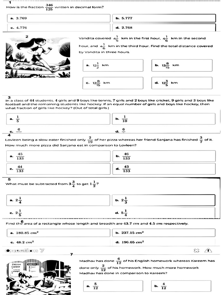 Math Problems on Fractions and Decimals | PDF | Mathematics | Division ...