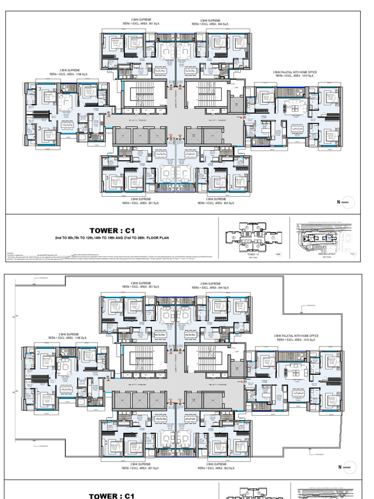 C1 Tower Layout and Carpet Area Details | PDF