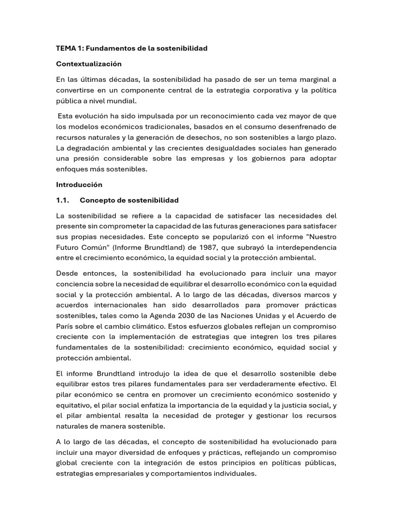 TEMA 1 Fundamentos de La Sostenibilidad | PDF | Sustentabilidad ...
