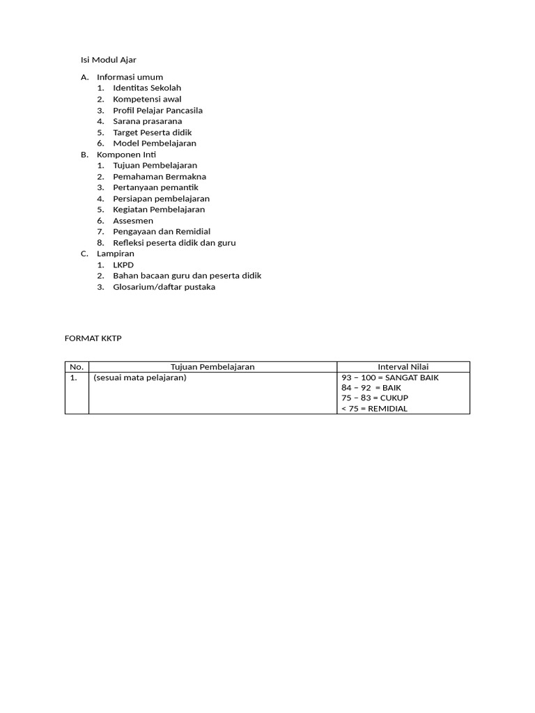 Daftar Isi Modul Ajar Pendidikan | PDF
