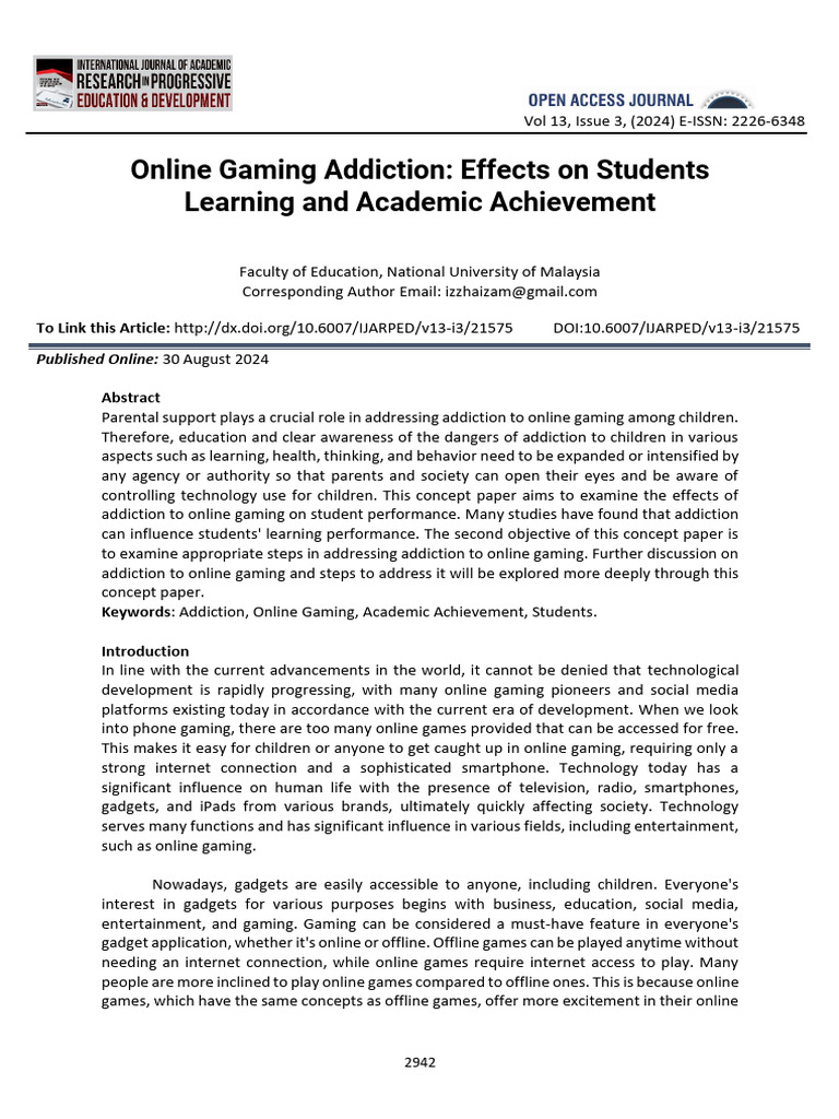 Online Gaming Addiction Effects On Students Learning and Academic ...