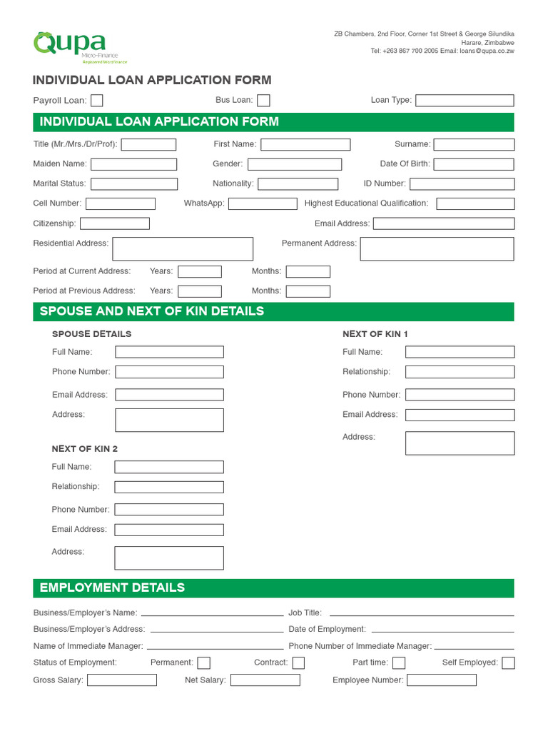Individual Loan Application Form | PDF | Loans | Employment