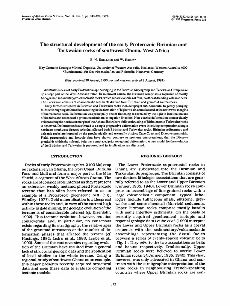The Structural Development of The Early Proterozoic Birimian and ...