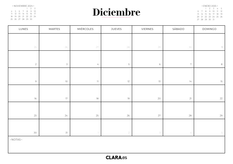 Calendario Diciembre 2024 y Enero 2025 | PDF | Unidades de medida
