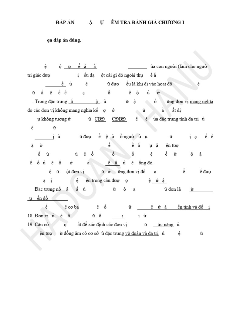 Đáp Án BT T KTĐG ND1 | PDF