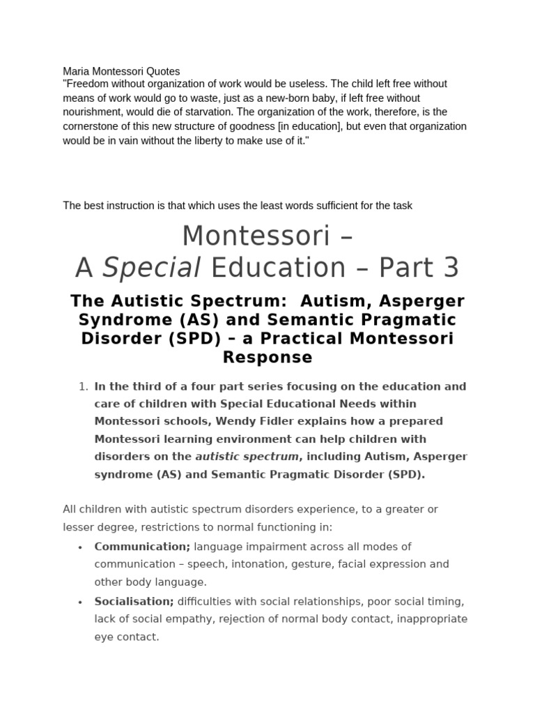 Special Educational Needs Part 3 | PDF | Autism Spectrum | Asperger ...