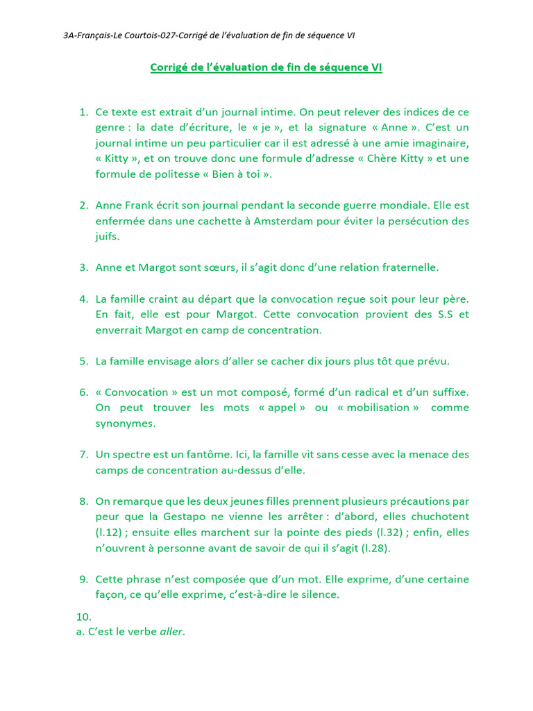 3a-Francais-Le Courtois-027 - Corrige Evaluation de Fin de Sequence Vi ...