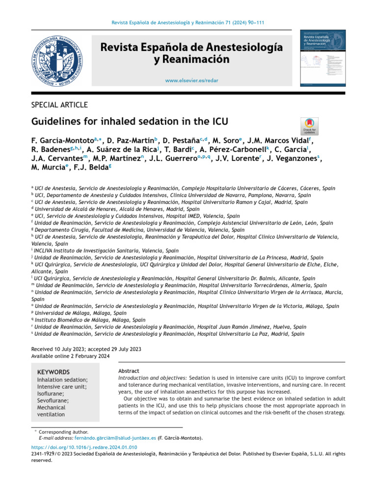 Guía de sedación inhalada en UCI | PDF | Unidad de Cuidados Intensivos ...