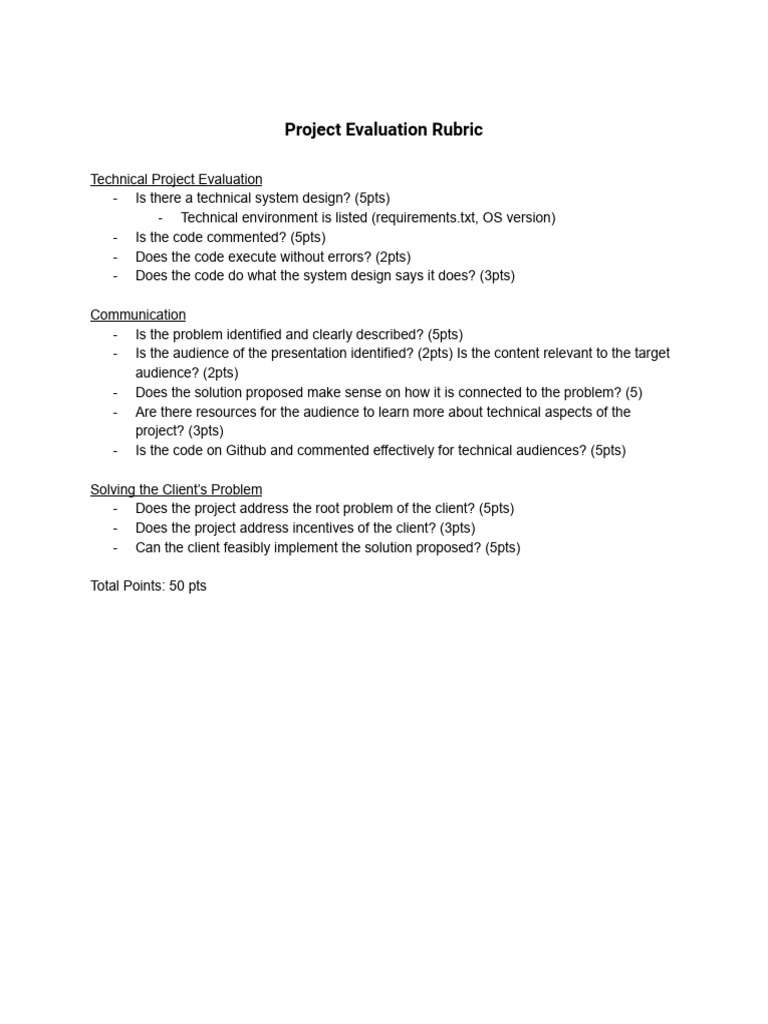 Project Evaluation Rubric Guide | PDF