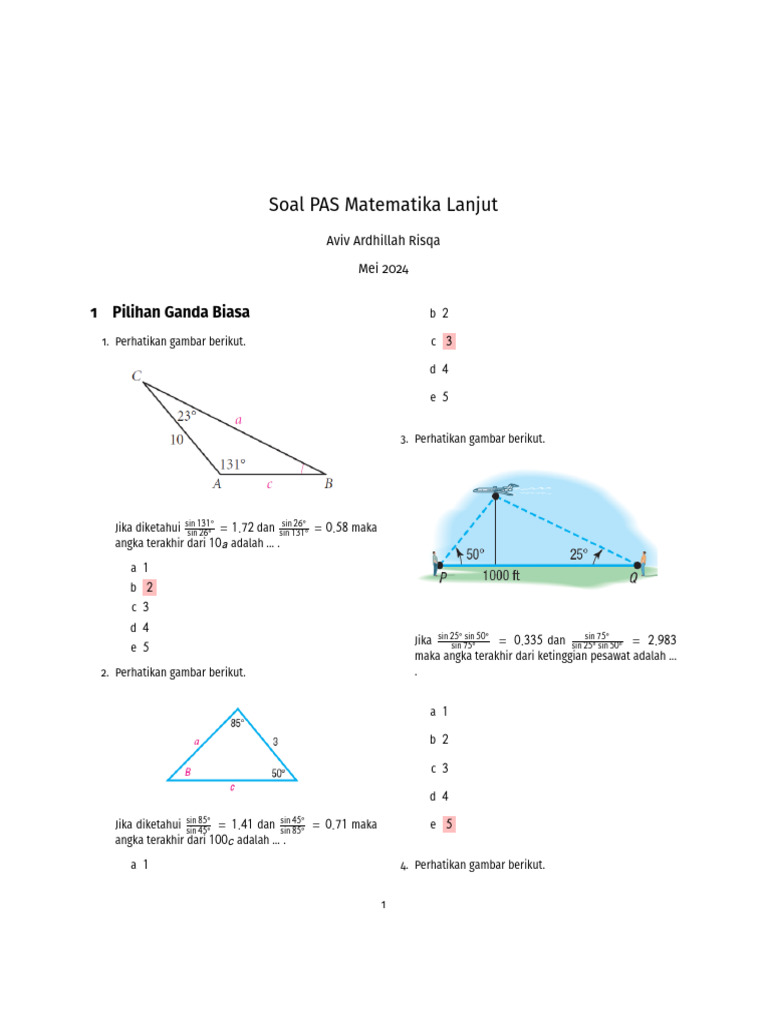 Latihan soal pat aturan sinus pdf