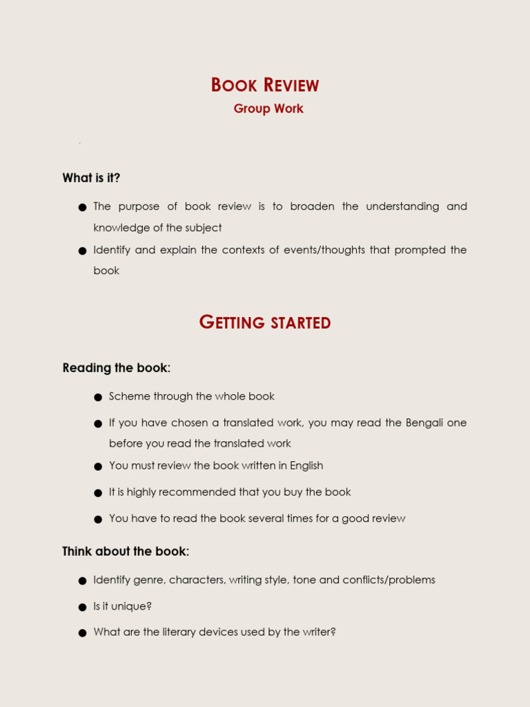 Guide to Writing a Book Review | PDF | Books | Human Communication