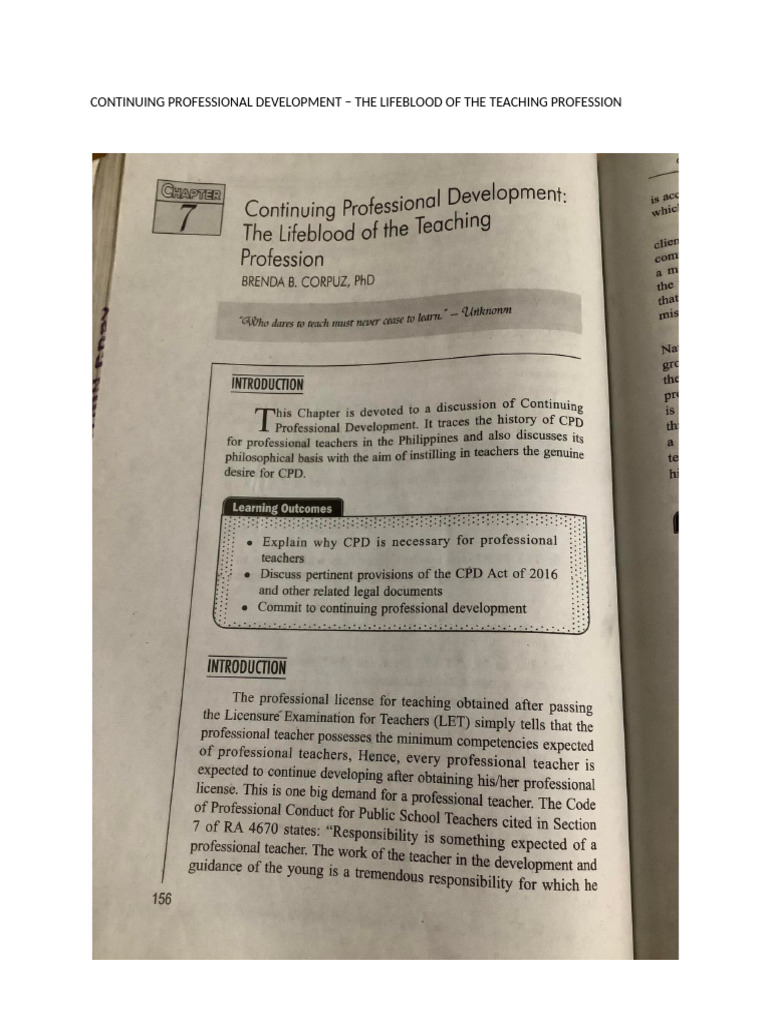 Continuing Professional Development The Lifeblood of The Teaching ...
