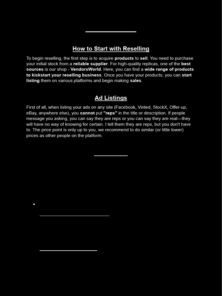 Vendorsworld Resell Guide Pdf