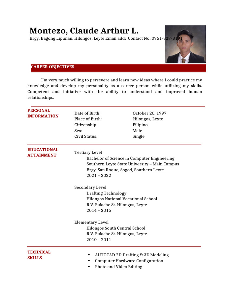 Montezo Claude Arthur CV | PDF
