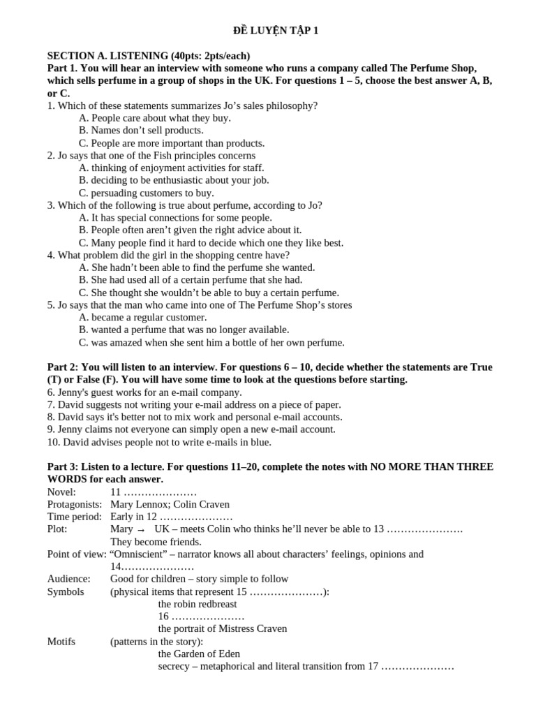 Listening and Grammar Practice Test | PDF | Transport | Public Transport