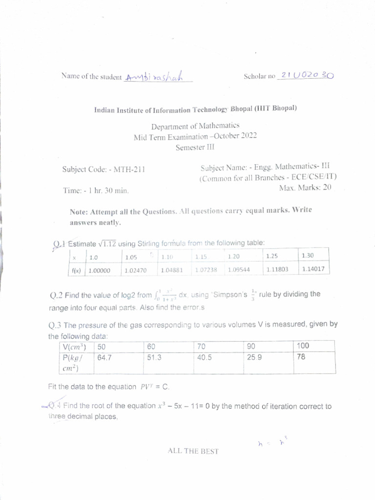 Previous year mid sem paper except oop pdf algorithms and data