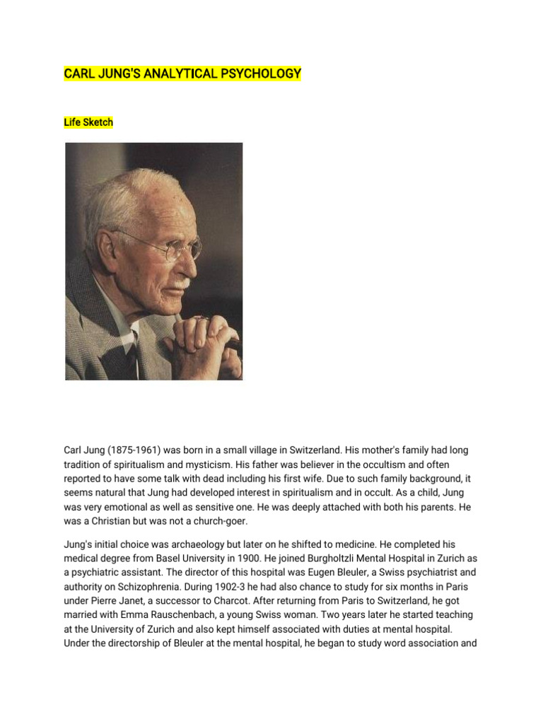 Carl Jung's Analytical Psychology - Unit-2 | PDF | Unconscious Mind ...