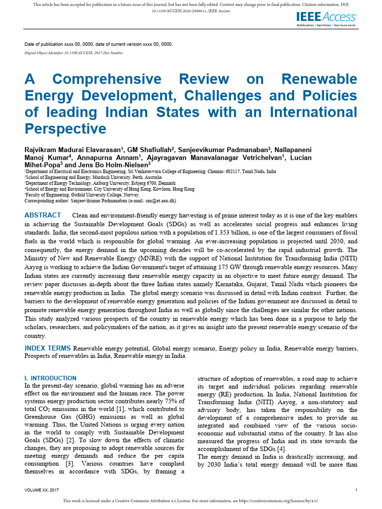 A Comprehensive Review On Renewable | PDF | Renewable Energy | Wind Power