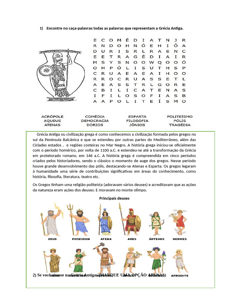 Caça-Palavras: Grécia Antiga | PDF | Ciências Sociais