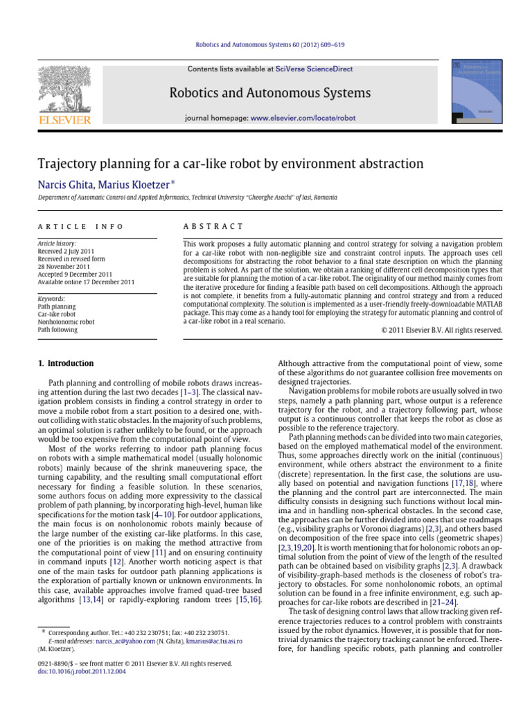Trajectory Planning For A Car-Like Robot by Environment Abstraction ...