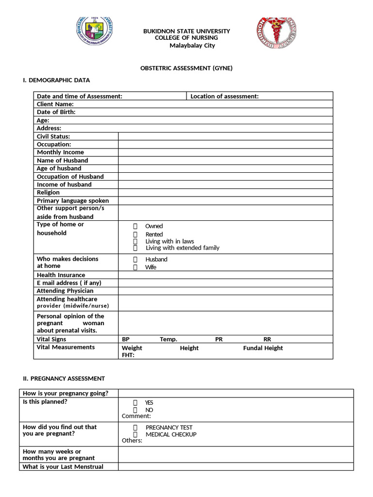 OBGYNE Assessment Tool Final | PDF | Pregnancy | Childbirth