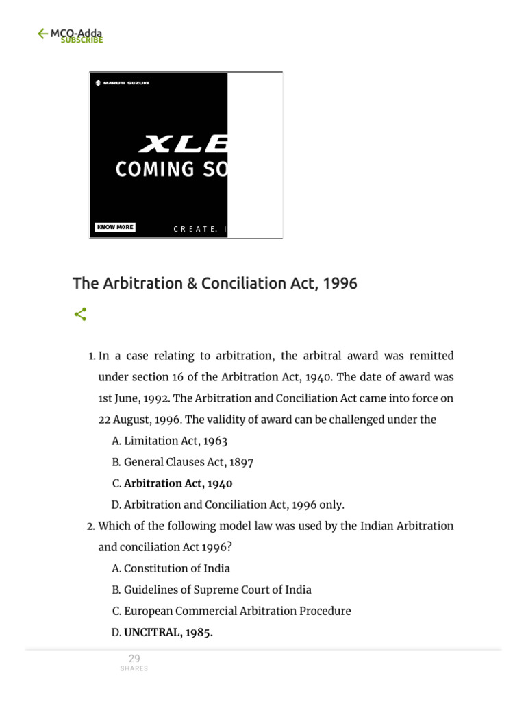 Arbitration & Conciliation Act 1996 Overview | PDF | Arbitration ...
