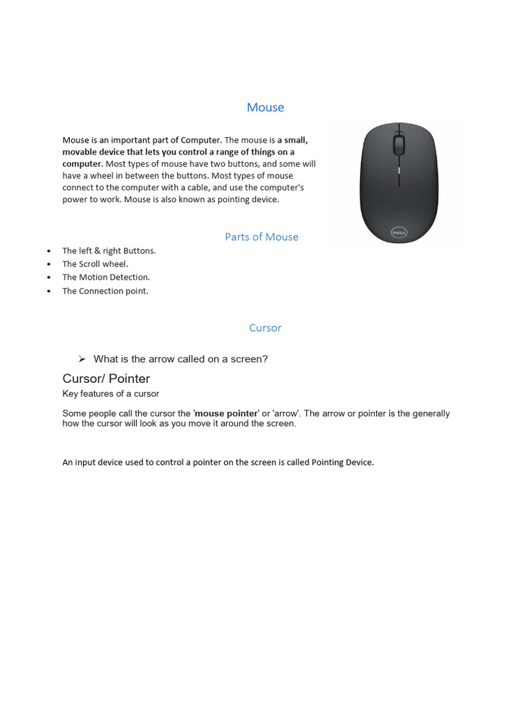Basics of Mouse | PDF | Computers