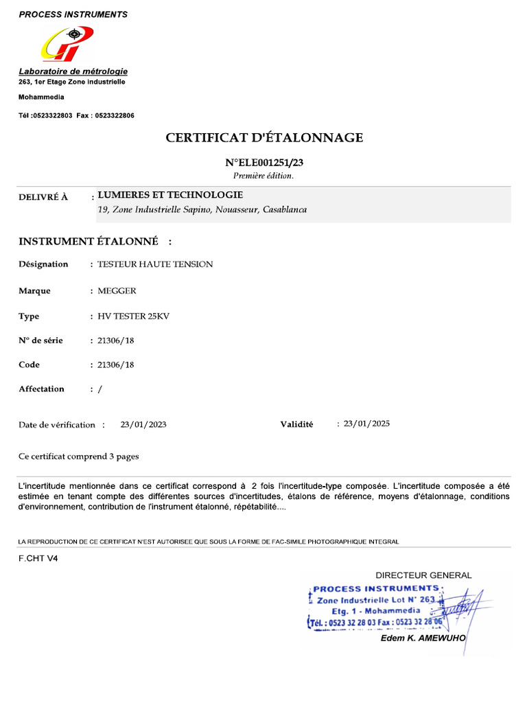 Étalonnage Testeur | PDF