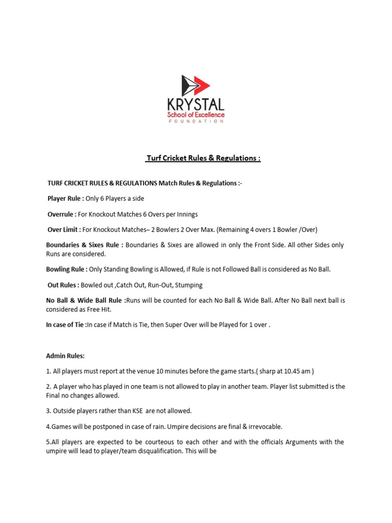 Cricket Rules & Regulations | PDF