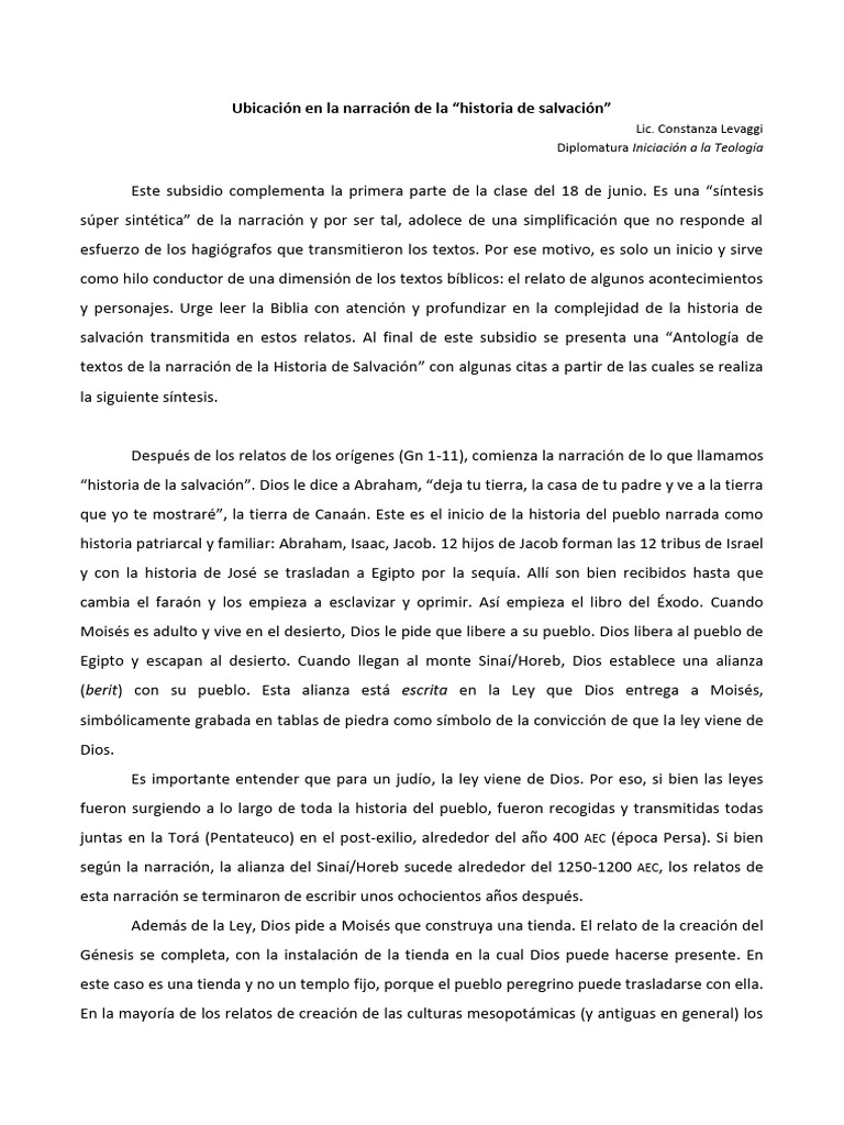 Historia de la Salvación en la Biblia | PDF | Libro del éxodo | Templo ...