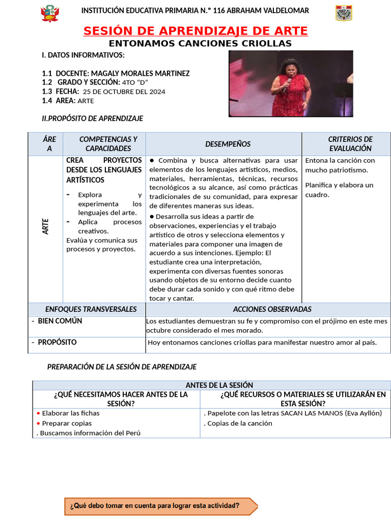 Sesion de Arte 25 de Octubre | PDF | Perú | Aprendizaje