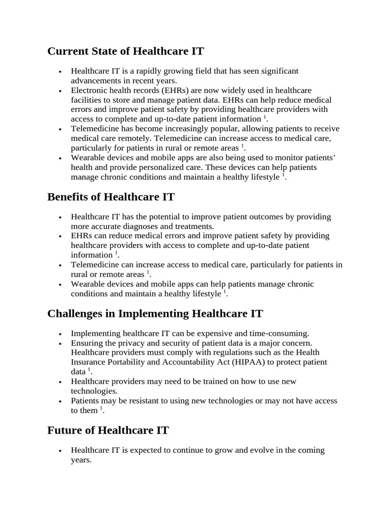 Current State of Healthcare IT | PDF | Electronic Health Record ...