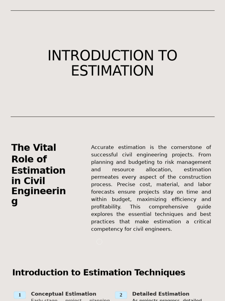 Estimation Techniques in Civil Engineering | PDF | Wall | Length