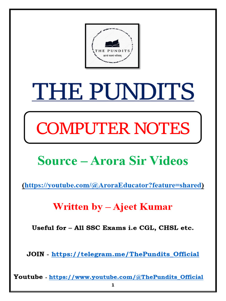 Computer Full Notes Pdf