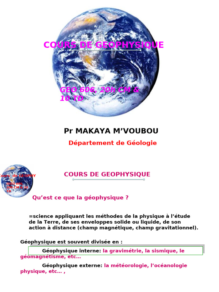 Introduction à la géophysique | PDF | Accélération | Phénomène physique