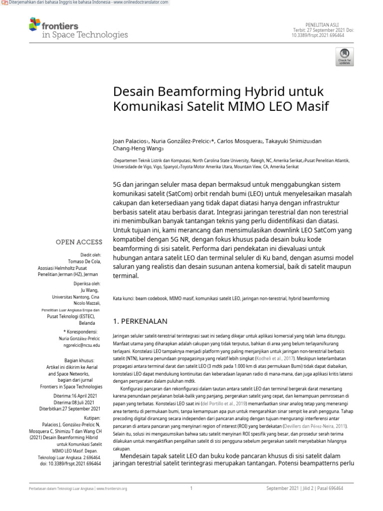 A HHybrid Beamforming Design For Massive MIMO LEO Satellite ...