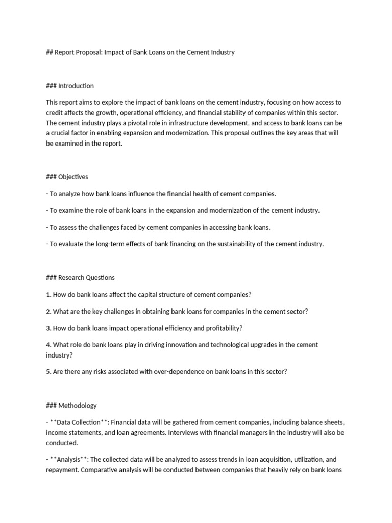 Poposal and Outline | PDF | Banks | Loans
