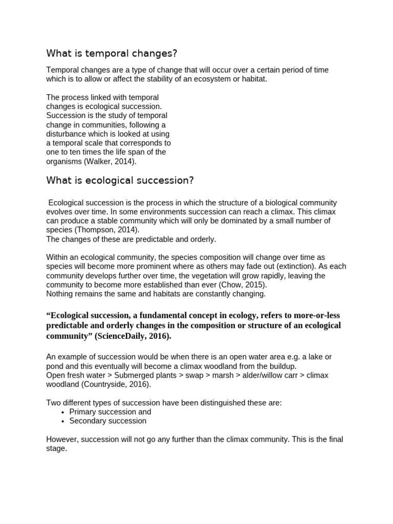 Understanding Temporal Changes in Ecology | PDF | Ecology | Habitat