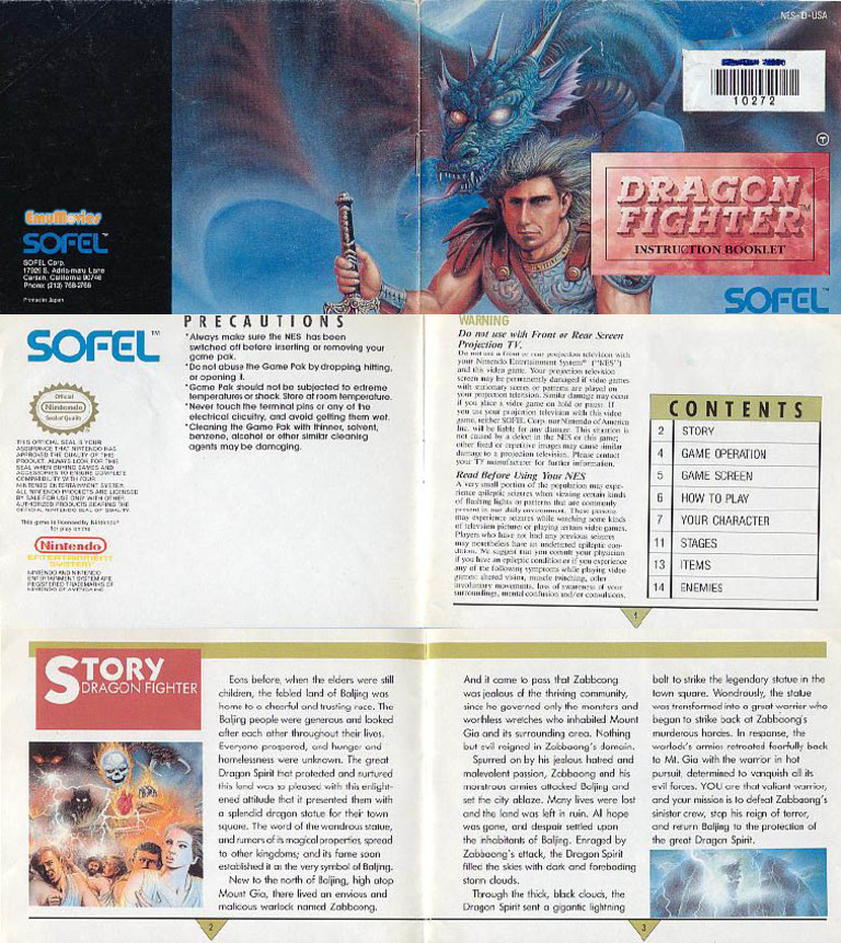Dragon Fighter - NES - Manual | PDF